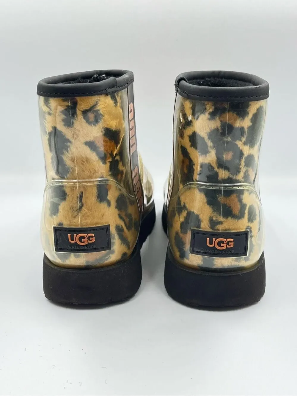 UGG Classic Clear Mini Leopard Animal Print Waterproof Boots Women Size US 6